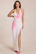 Chic Chiffon Maxi Dress in White Floral Print