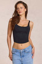 Chic Modal Tie-Back Top in Black