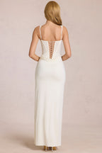 Chic Lace Corset Maxi Dress in Pearl