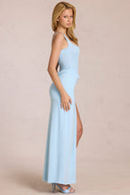 Chic Lace Corset Maxi Dress in Powder Blue