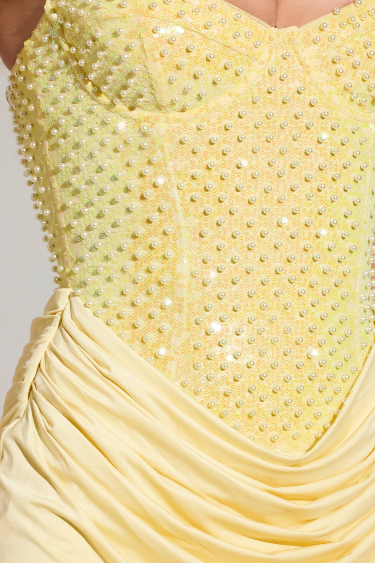 Chic Embellished Corset Mini Dress in Lemon Yellow