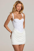 Chic Embellished Corset Mini Dress in White