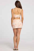 Chic Embellished Low-Rise Mini Skirt in Peach Ombre