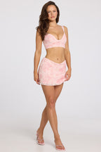 Chic Embellished Low-Rise Mini Skirt in Soft Pink Ombre