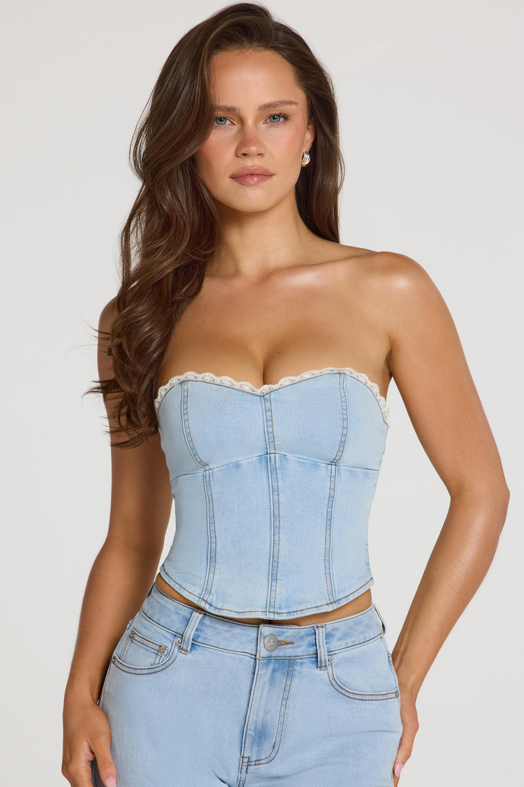 Chic Denim Corset Top in Light Denim