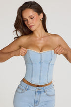 Chic Denim Corset Top in Light Denim