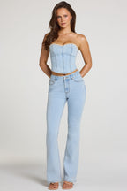 Chic Mid-Rise Bootcut Jeans in Light Denim