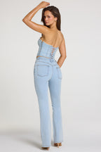 Chic Mid-Rise Bootcut Jeans in Light Denim
