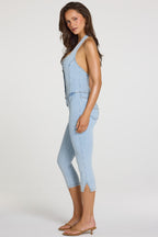 Chic Denim Capri Jumpsuit in Light Denim