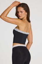 Chic Modal Lace-Trim Bandeau Top in Black
