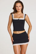 Chic Modal Lace-Trim Top in Black