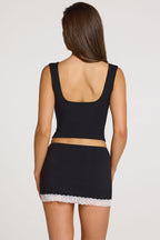 Chic Modal Lace-Trim Top in Black