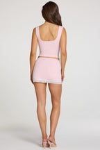 Chic Modal Lace-Trim Low-Rise Skort in Baby Pink