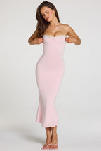 Chic Modal Lace-Trim Midaxi Dress in Baby Pink