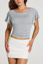Chic Modal Cowl-Neck Top in Grey Marl
