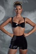 Chic Vinyl Curved Cup Bra in Black