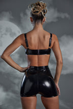Chic Vinyl Curved Cup Bra in Black