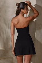 Chic Bandeau Neckline Mini Dress in Black