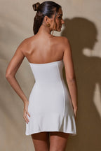 Chic Bandeau Neckline Mini Dress in White