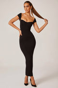 Chic Sweetheart Neckline Maxi Dress in Black