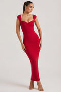 Chic Sweetheart Neckline Maxi Dress in Red