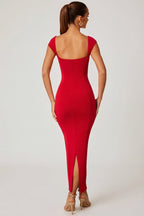 Chic Sweetheart Neckline Maxi Dress in Red