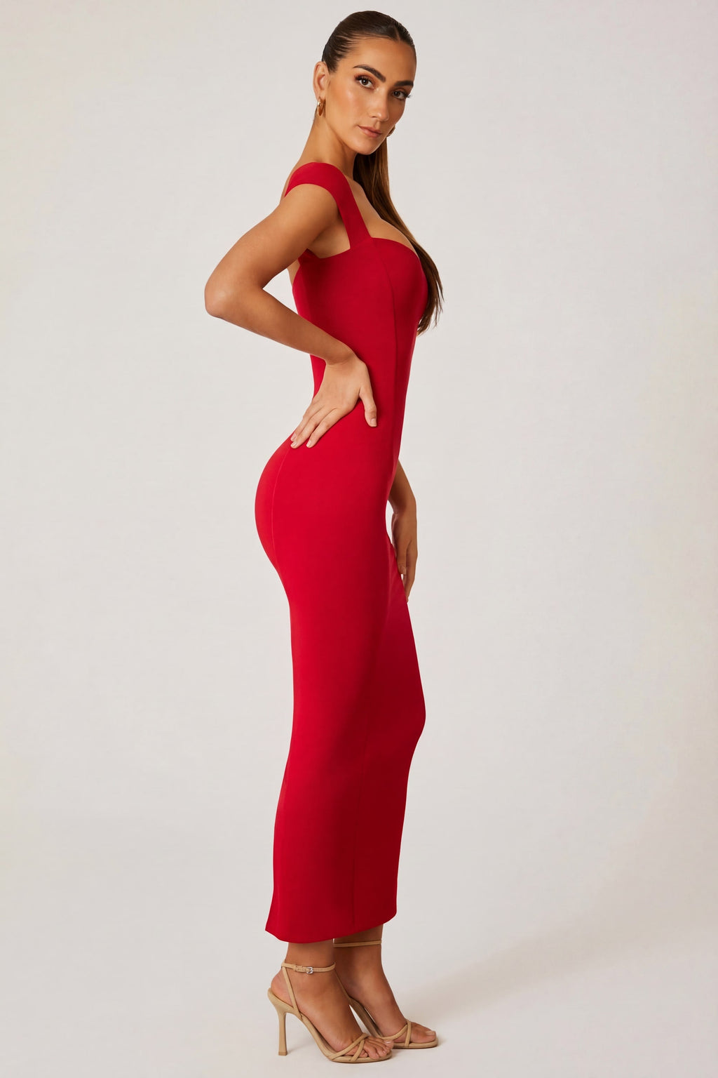 Chic Sweetheart Neckline Maxi Dress in Red