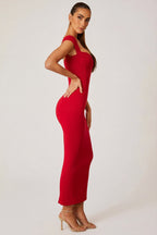 Chic Sweetheart Neckline Maxi Dress in Red