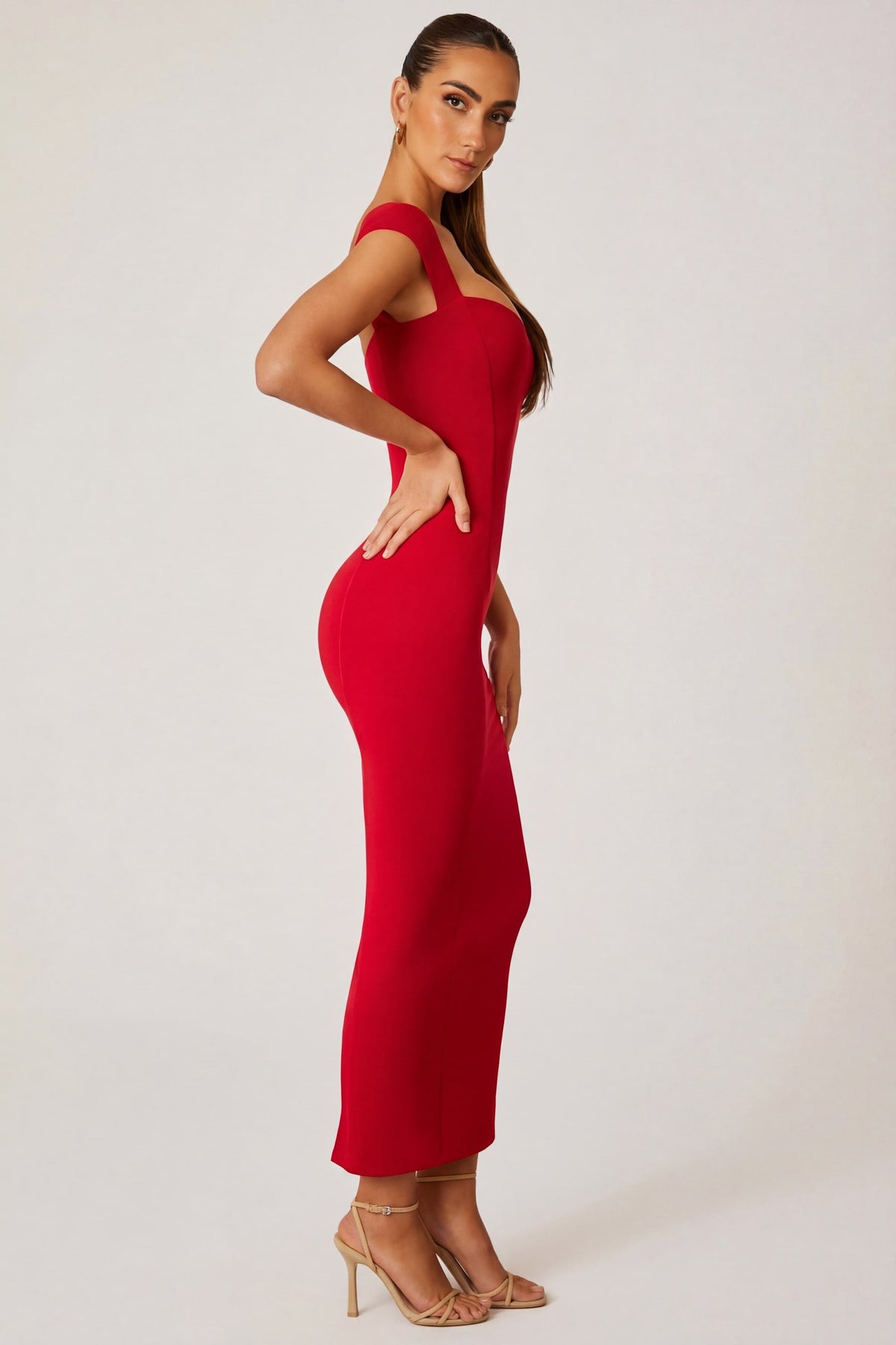 Chic Sweetheart Neckline Maxi Dress in Red