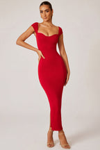 Chic Sweetheart Neckline Maxi Dress in Red