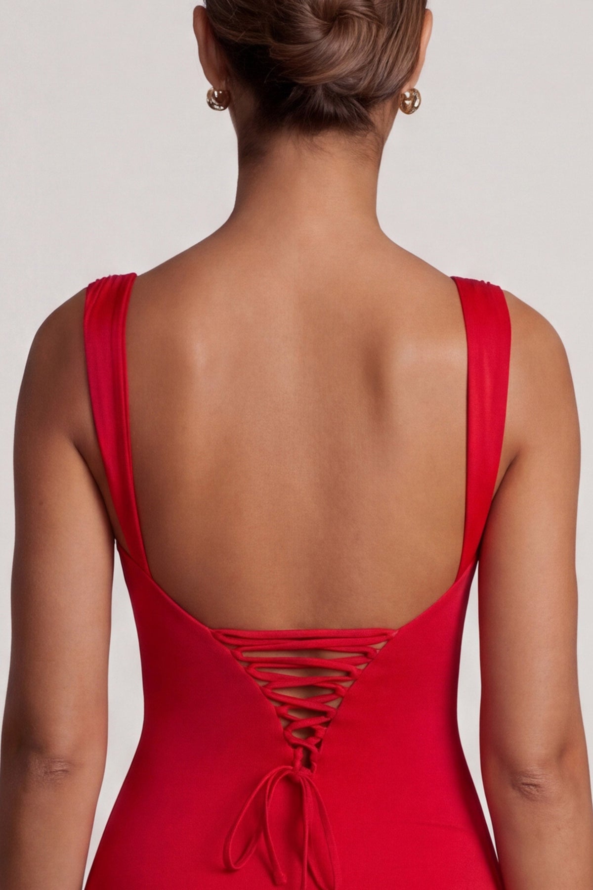 Chic Tie Up Back Mini Dress in Red