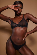 Chic Soft Mesh Single Layer Underwired Bra in Black