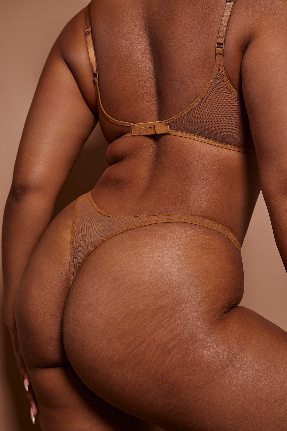 Chic Soft Mesh Single Layer Underwired Bra in Almond