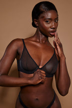 Chic Soft Mesh Single Layer Underwired Bra in Black