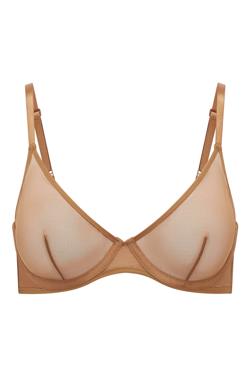 Chic Soft Mesh Single Layer Underwired Bra in Almond