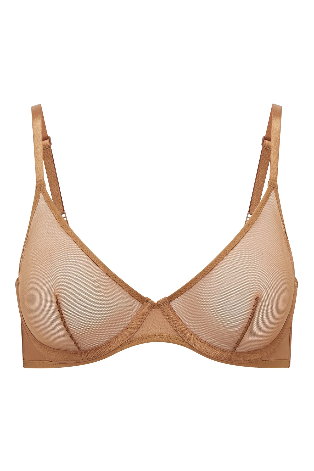 Chic Soft Mesh Single Layer Underwired Bra in Almond