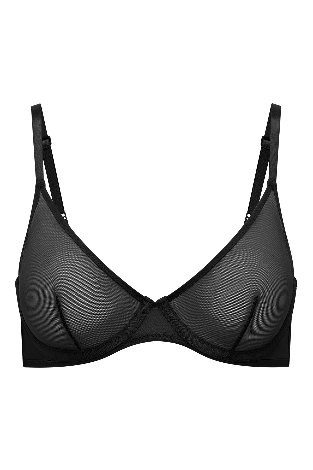 Chic Soft Mesh Single Layer Underwired Bra in Black