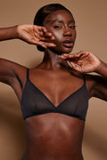 Chic Soft Mesh Single Layer Triangle Bra in Black