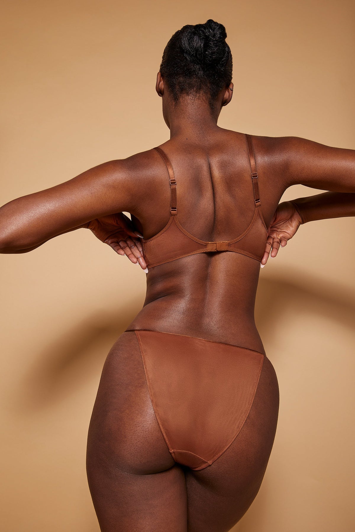 Chic Soft Mesh String Bikini in Chestnut