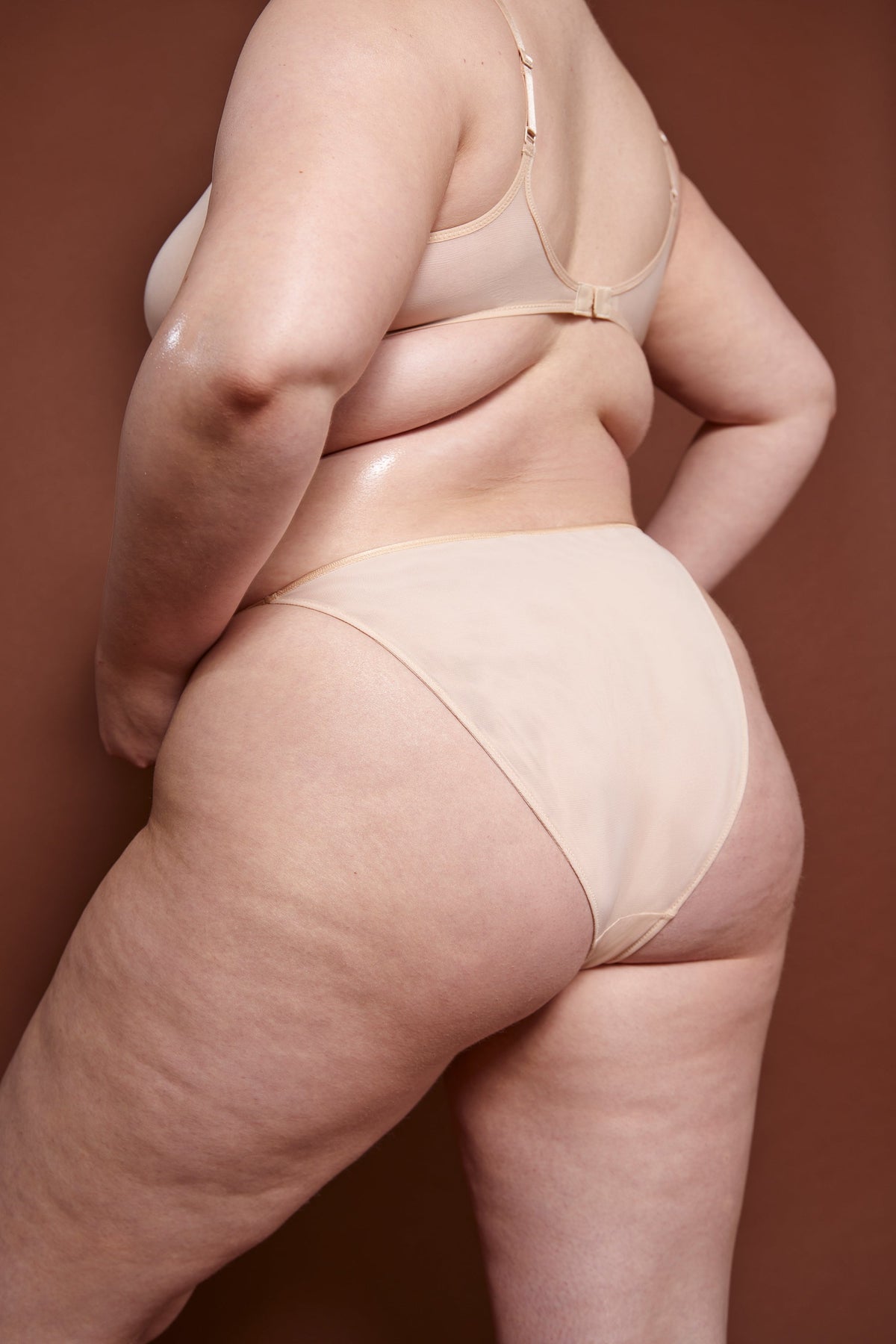 Chic Soft Mesh String Bikini in Beige