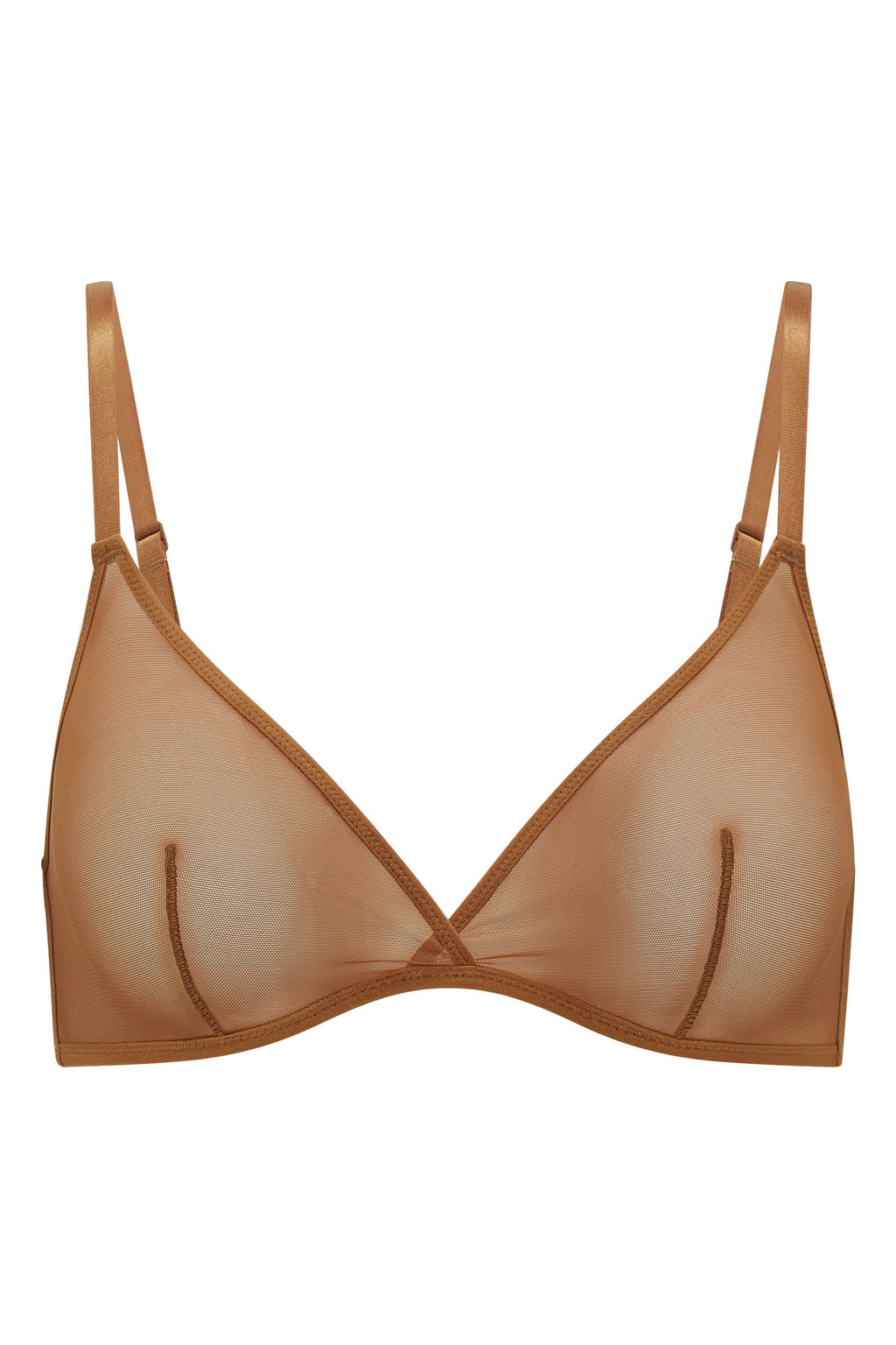 Chic Soft Mesh Single Layer Triangle Bra in Almond