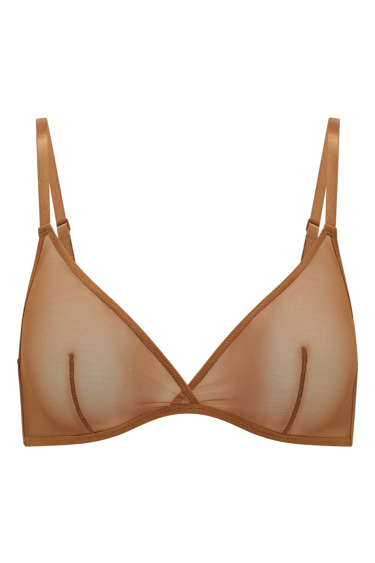 Chic Soft Mesh Single Layer Triangle Bra in Almond