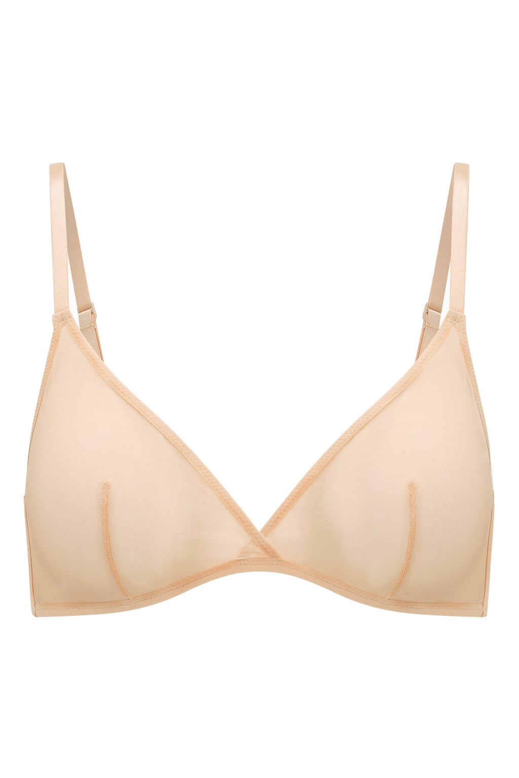 Chic Soft Mesh Single Layer Triangle Bra in Beige