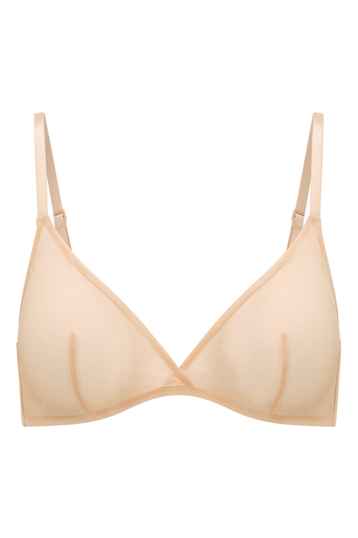 Chic Soft Mesh Single Layer Triangle Bra in Beige