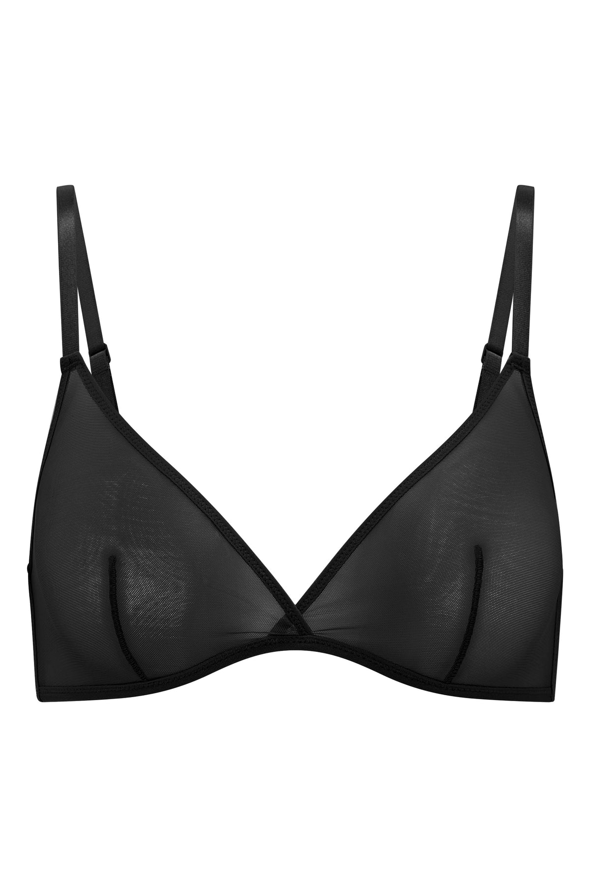 Chic Soft Mesh Single Layer Triangle Bra in Black