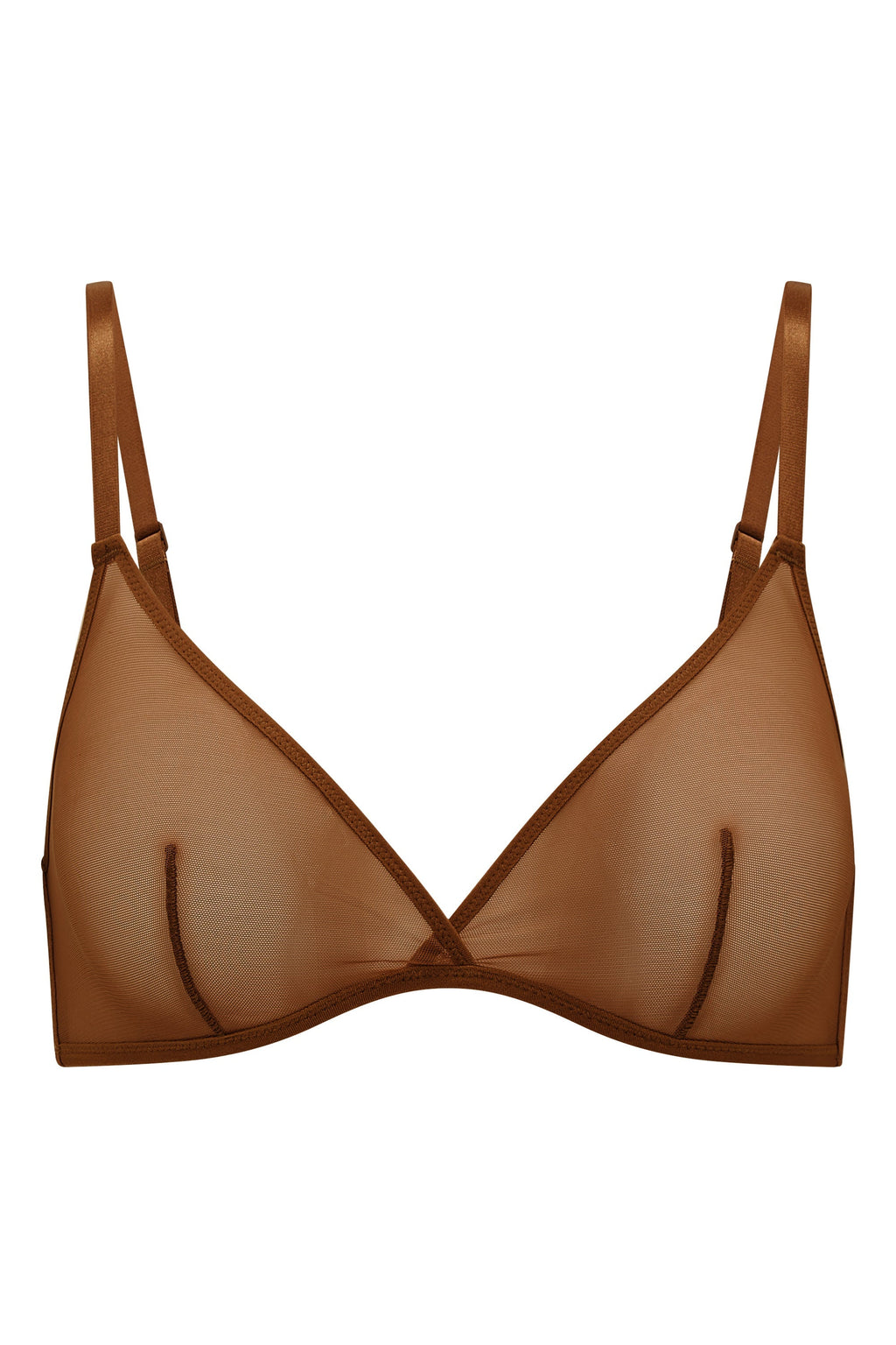 Chic Soft Mesh Single Layer Triangle Bra in Chestnut