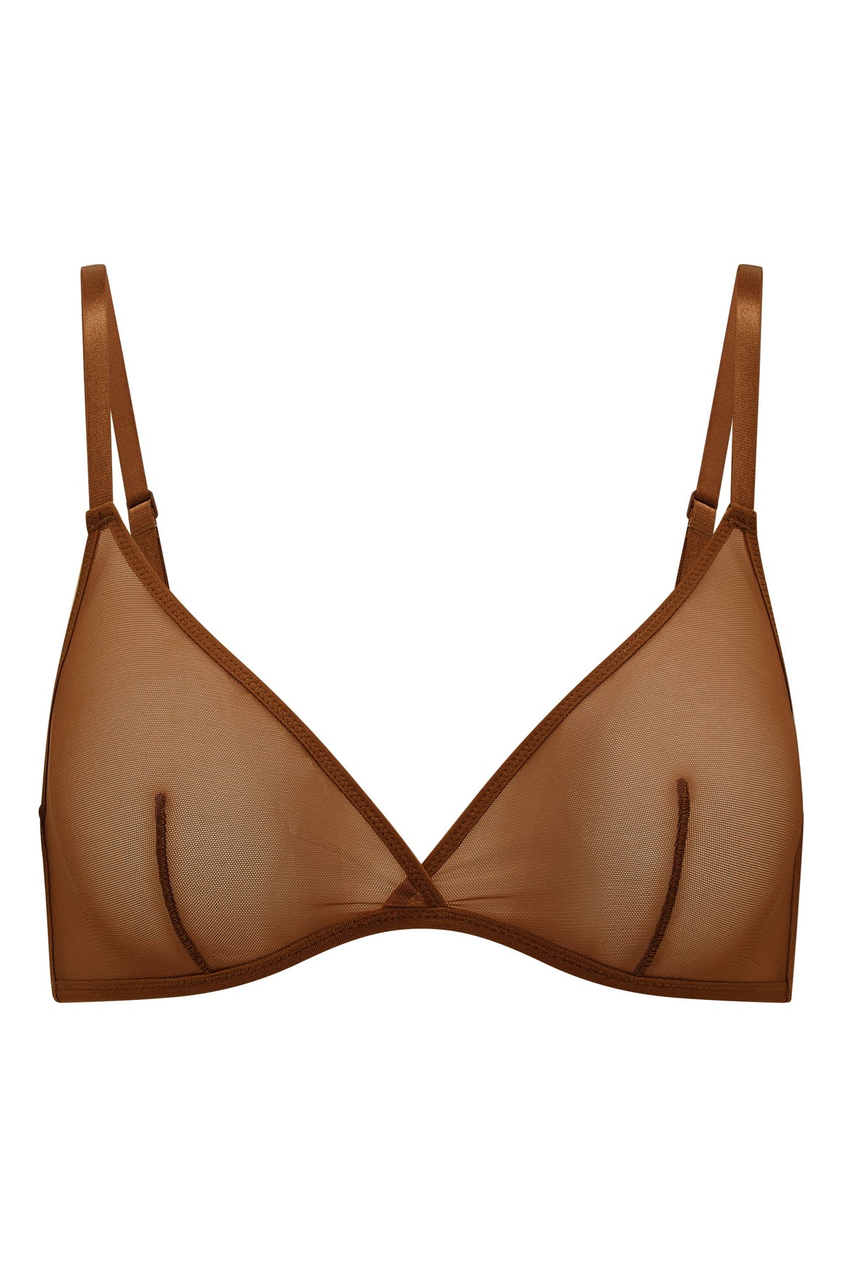Chic Soft Mesh Single Layer Triangle Bra in Chestnut