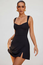 Chic Sweetheart Neckline Mini Dress in Black