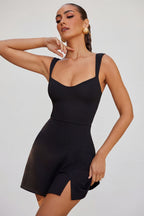 Chic Sweetheart Neckline Mini Dress in Black