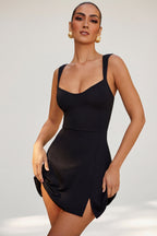 Chic Sweetheart Neckline Mini Dress in Black
